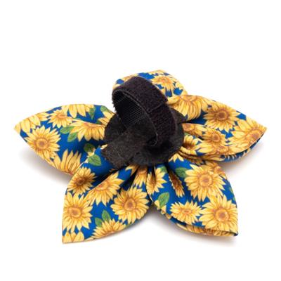 Blue Sunflowers Collar Bow