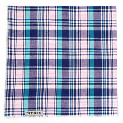 Plaid patterned product with visible brand name on a white background