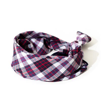 Plaid bandana with a knot on a white background
