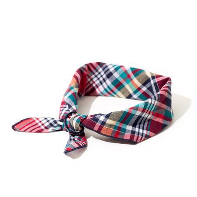 Plaid pet bandana on a white background