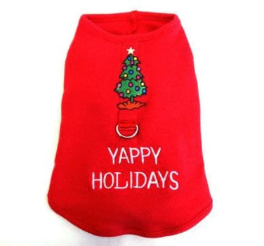 Doggie Design Red Yappy Holidays Harness Dog Tee