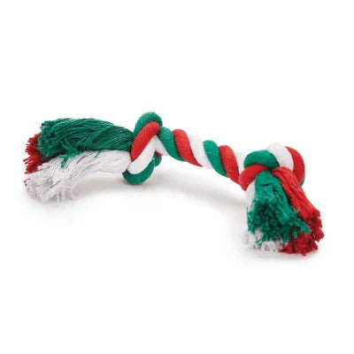 9" Two-Knot Holiday Rope Dog Toy