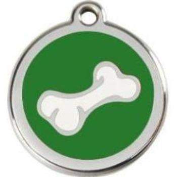 Red Dingo Green Cartoon Bone Pet ID Tag.