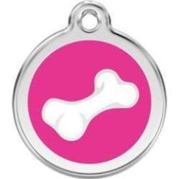 Red Dingo Hot Pink Cartoon Bone Pet ID Tag.