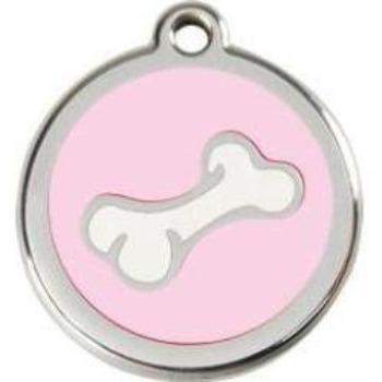 Red Dingo Light Pink Cartoon Bone Pet ID Tag.