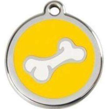 Red Dingo Yellow Cartoon Bone Pet ID Tag.