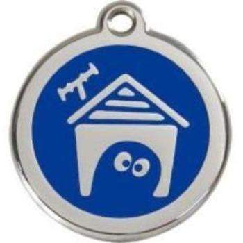 Red Dingo Dark Blue Dog House Pet ID Tag.