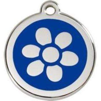 Red Dingo Dark Blue Flower Pet ID Tag.