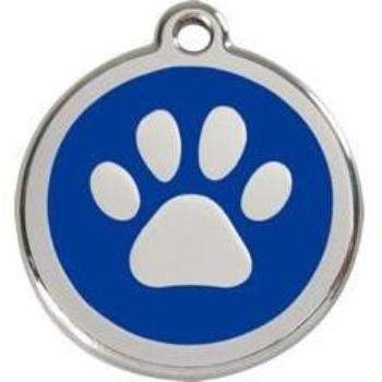 Red Dingo Dark Blue Paw Print Pet ID Tag