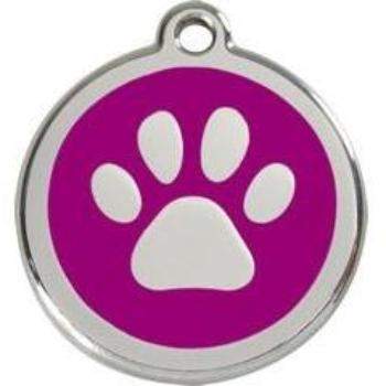 Red Dingo Purple Paw Print Pet ID Tag