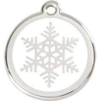 Red Dingo White Snowflake Pet ID Tag.