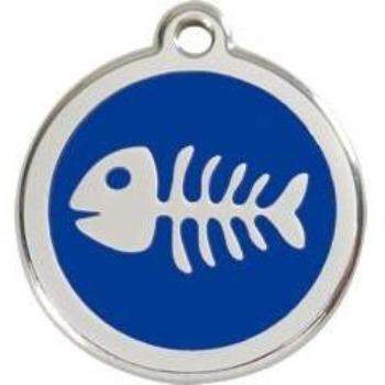 Red Dingo Dark Blue Fish Bone Pet ID Tag.