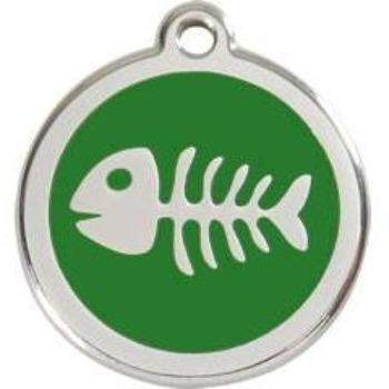 Red Dingo Green Fish Bone Pet ID Tag.