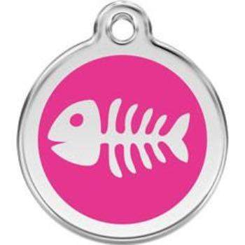 Red Dingo Hot Pink Fish Bone Pet ID Tag.