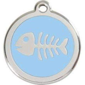 Red Dingo Light Blue Fish Bone Pet ID Tag.