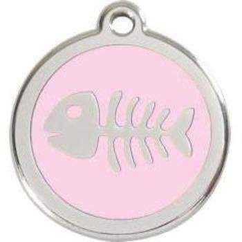 Red Dingo Light Pink Fish Bone Pet ID Tag.