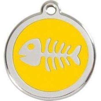 Red Dingo Yellow Fish Bone Pet ID Tag.