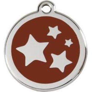 Red Dingo Brown Stars Pet ID Tag.