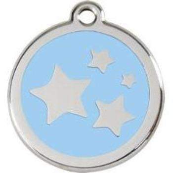 Red Dingo Light Blue Stars Pet ID Tag.