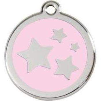 Red Dingo Light Pink Stars Pet ID Tag.