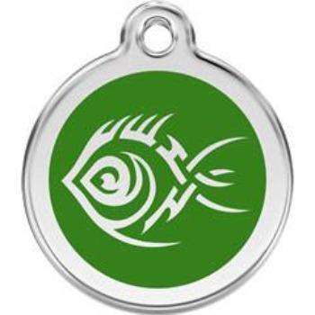 Red Dingo Green Tribal Fish Pet ID Tag.