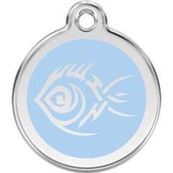 Red Dingo Light Blue Tribal Fish Pet ID Tag.