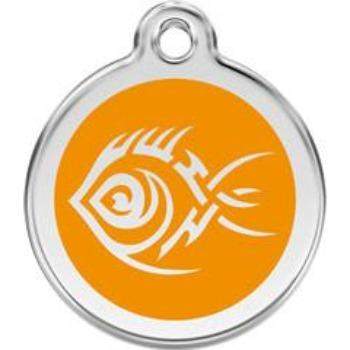Red Dingo Orange Tribal Fish Pet ID Tag.
