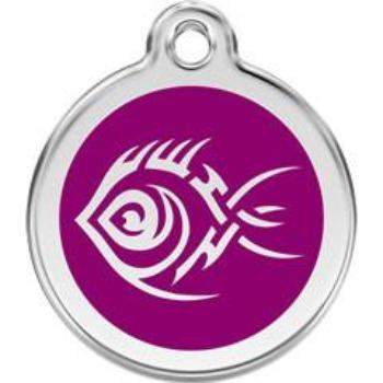 Red Dingo Purple Tribal Fish Pet ID Tag.