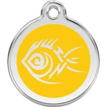 Red Dingo Yellow Tribal Fish Pet ID Tag.