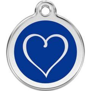 Red Dingo Dark Blue Tribal Heart Pet ID Tag.