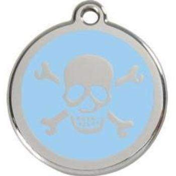 Red Dingo Light Blue Skull Crossbones Pet ID Tag.