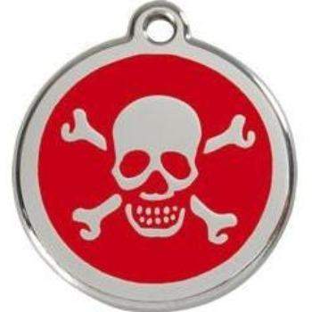 Red Dingo Red Skull Crossbones Pet ID Tag.