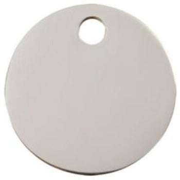 Red Dingo Stainless Steel Circle Pet ID Tag.