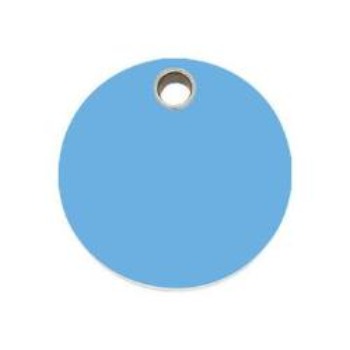 Red Dingo Light Blue Circle Flat Plastic Pet ID Tag.