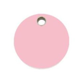 Red Dingo Light Pink Circle Flat Plastic Pet ID Tag.