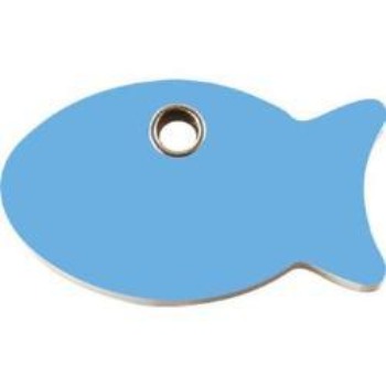 Red Dingo Light Blue Fish Flat Plastic Pet ID Tag.