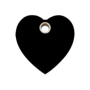 Red Dingo Black Heart Flat Plastic Pet ID Tag.
