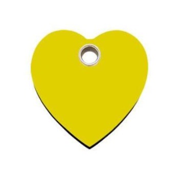 Red Dingo Yellow Heart Flat Plastic Pet ID Tag.