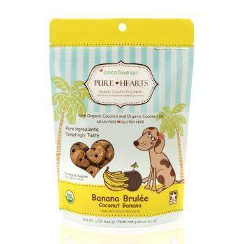 CocoTherapy Pure Hearts Coconut Cookies Banana Brulée Dog Treats.