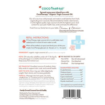 CocoTherapy Coconut Oil Refill Pouch Instructions-Paws & Purrs Barkery & Boutique