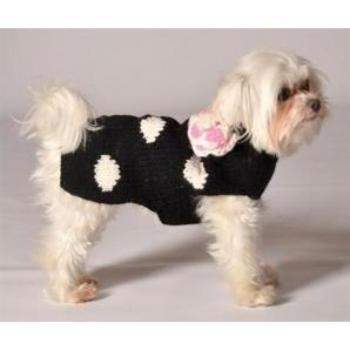 Chilly Dog Black Polka Dot Dog Sweater-Paws & Purrs Barkery & Boutique