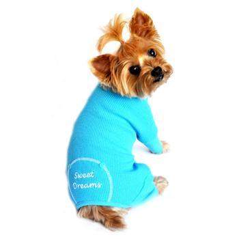 Sweet Dreams Thermal Dog Pajamas - Blue.