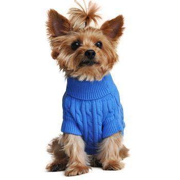 100% Pure Combed Cotton Riverside Blue Cable Knit Dog Sweater.