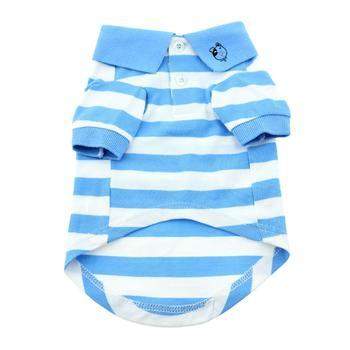 Striped Dog Polo - Blue Niagara and White.
