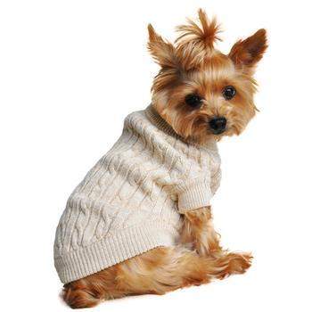 100% Pure Combed Cotton Oatmeal Cable Knit Dog Sweater.