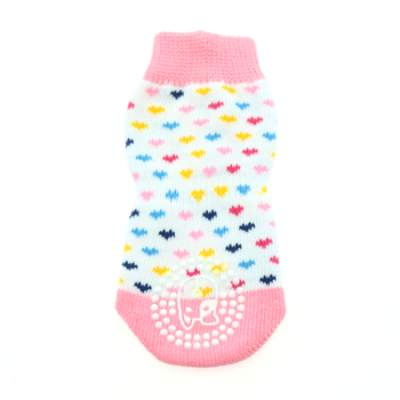 Pink and White Hearts Non-Skid Dog Socks.