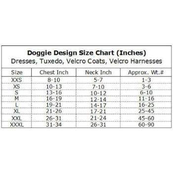 Doggie Design Dog Dress Size Chart