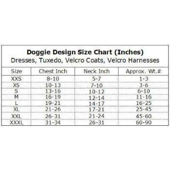 Doggie Design Dog Dress Size Chart