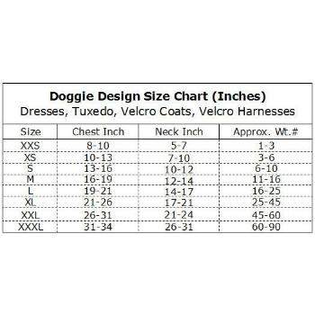 Doggie Design Dog Dress Size Chart