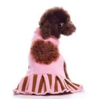 Dog_Dressed_in_Dogo_Pink_and_Brown_Cupcake_Dog_Sweater_Dress_Front_View
